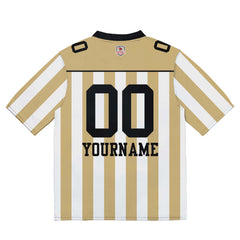 Custom Football Jersey Shirt Personalized Stitched Printed Team Name Number Gold & White