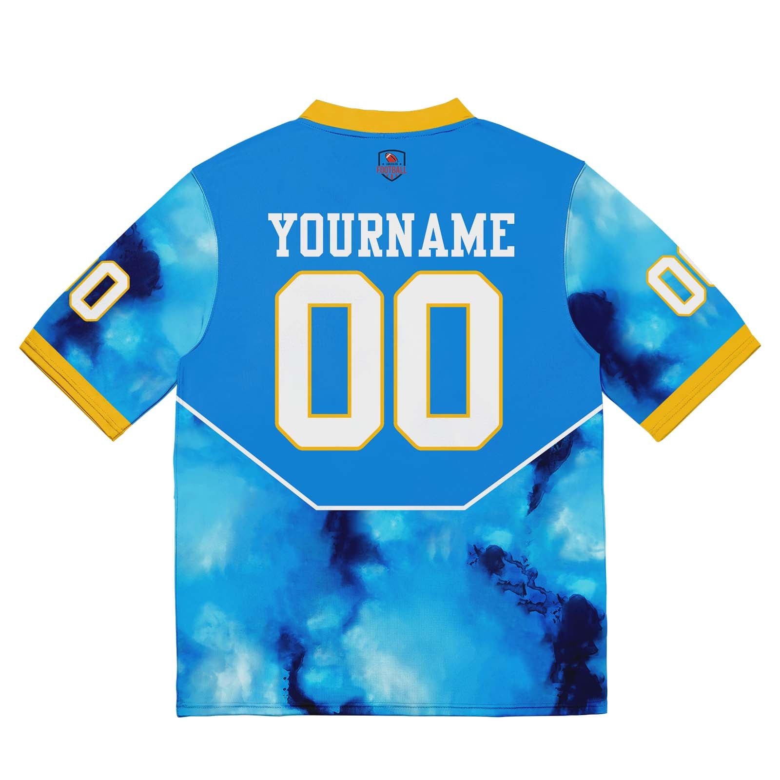 Custom Football Jersey Shirt Personalized Stitched Printed Team Name Number Blue & Yellow