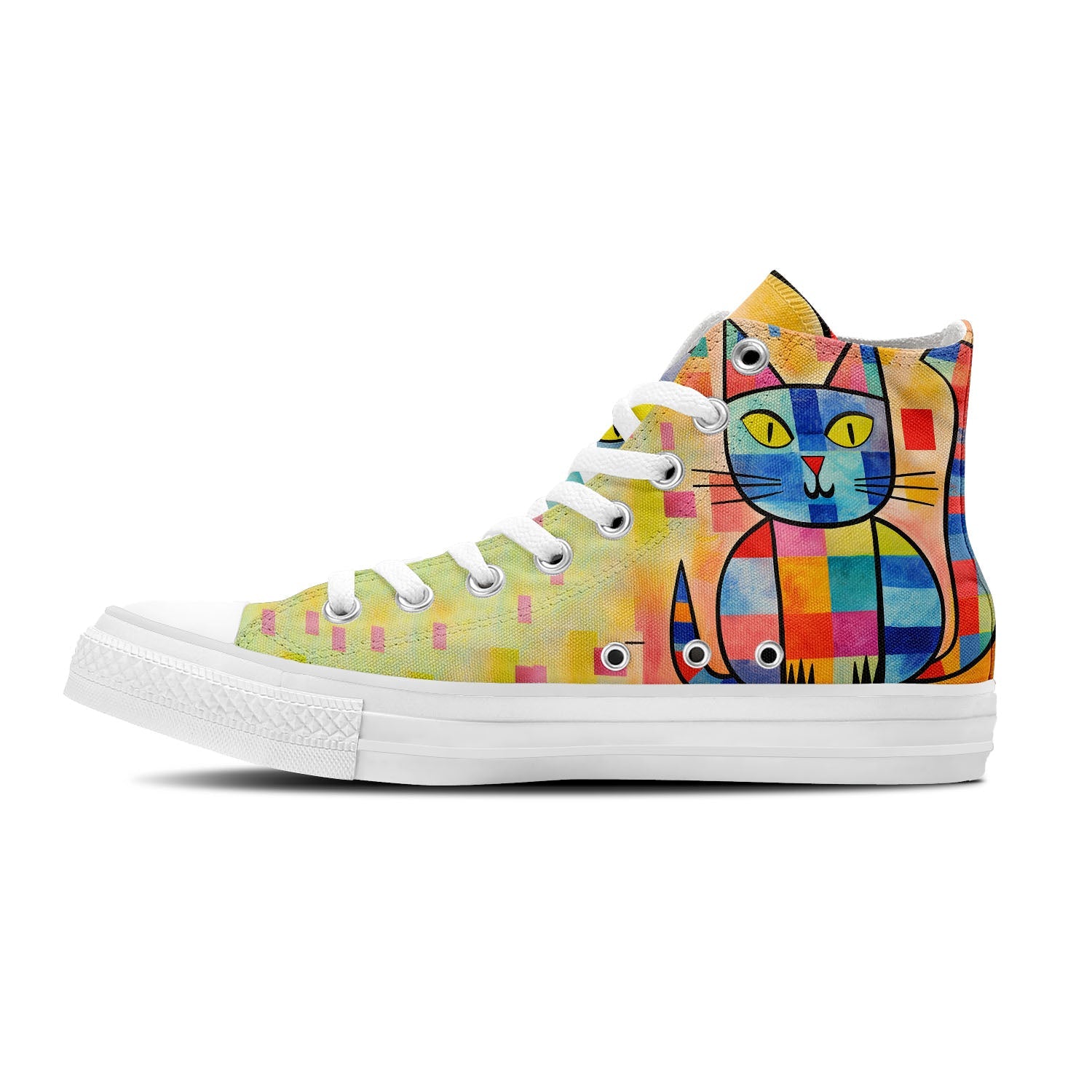 Creative Catwalk: Unleash Your Imagination with Central-High Canvas Shoes - Unisex Fashion Adorned with the Captivating Playfulness of Cat-Inspired Prints.