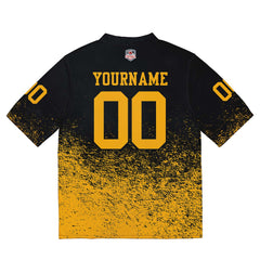 Custom Football Jersey Shirt Personalized Stitched Printed Team Name Number Black & Yellow