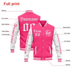 Custom Varsity Jacket Letterman jacket for Men, Women and Youth Pink White