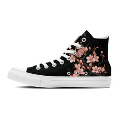 Blossom Elegance: Unisex Mid-Top Canvas Shoes - Step into Spring with the Graceful Beauty of Plum Blossom Prints for Men and Women