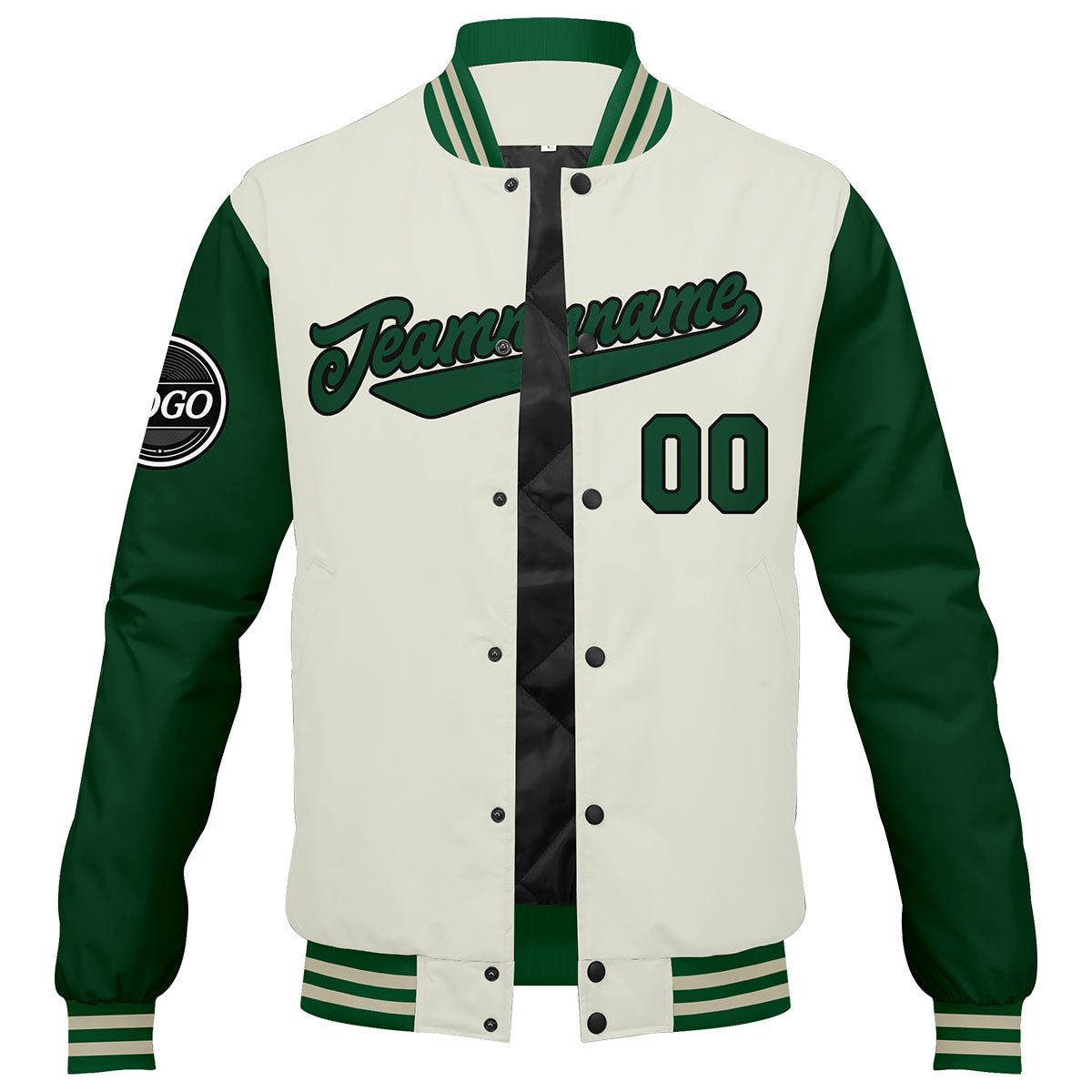 Custom Varsity Jacket Letterman jacket for Men, Women and Youth Green Cream