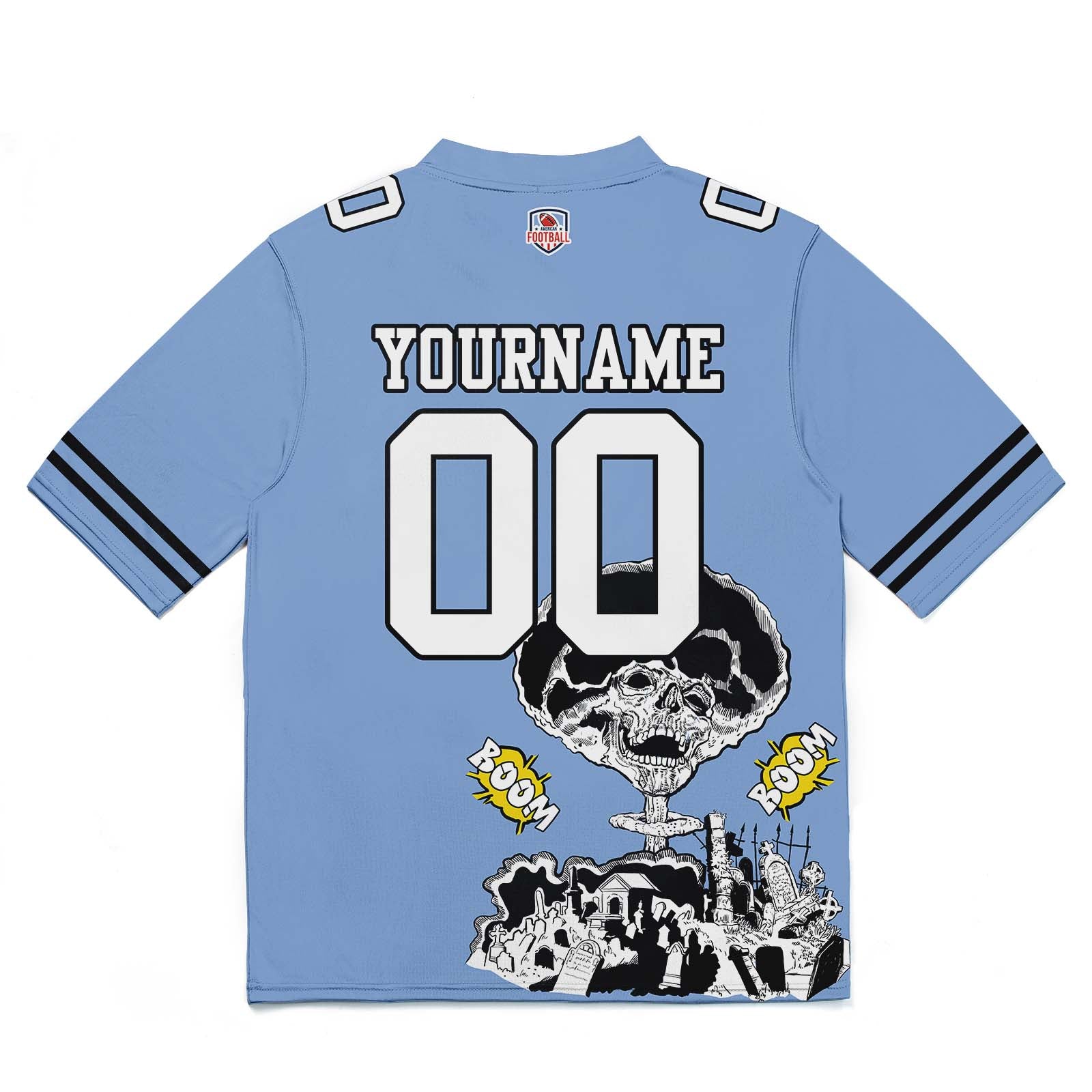 Custom Football Jersey Shirt Personalized Stitched Printed Team Name Number Light Blue