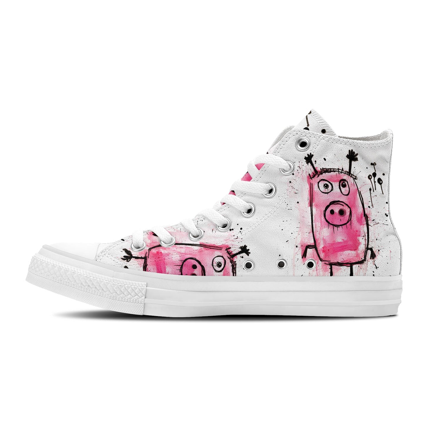 Adorable Oink: Step into Cuteness with our Mid-Top Canvas Shoes featuring Playful Piglet Drawings – Fun Fashion for Men and Women