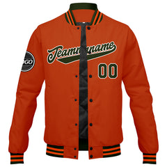 Custom Varsity Jacket Letterman jacket for Men, Women and Youth Olive green Orange