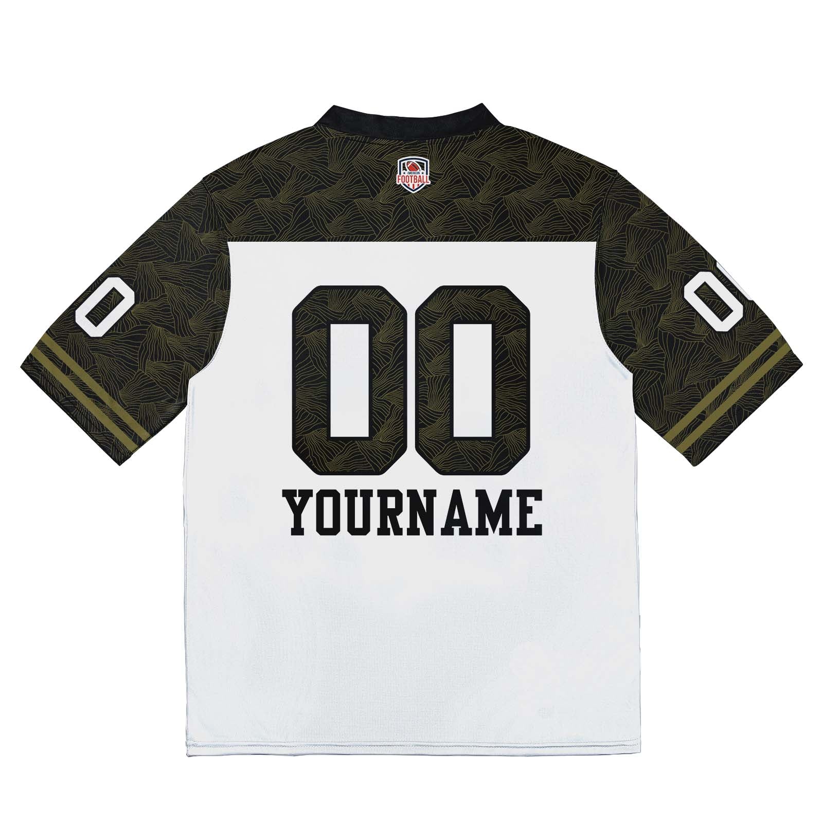 Custom Football Jersey Shirt Personalized Stitched Printed Team Name Number White & Black & Dark Green