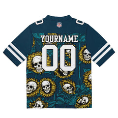 Custom Football Jersey Shirt Personalized Stitched Printed Team Name Number Sunflower-Midnight Green