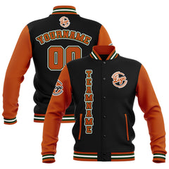 Custom Black Orange Green Waterproof Varsity Jackets Personalized Stitched Name Number Logo to Letterman Jackets