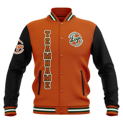 Custom Black Orange Green Waterproof Varsity Jackets Personalized Stitched Name Number Logo to Letterman Jackets