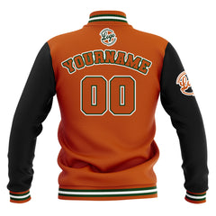 Custom Black Orange Green Waterproof Varsity Jackets Personalized Stitched Name Number Logo to Letterman Jackets