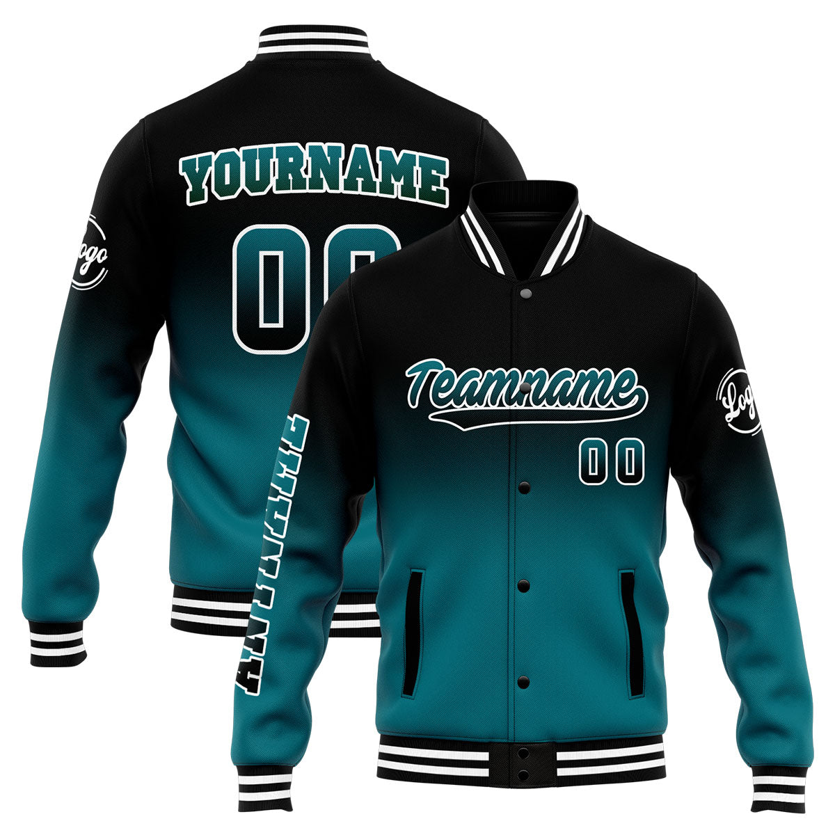 Custom Varsity Jacket Letterman jacket for Men, Women and Youth Black&Green