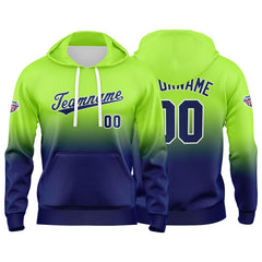 Custom Gradient Sweatshirt Hoodie For Man Woman Girl Boy Print Your Logo Name Number Neon Green Navy