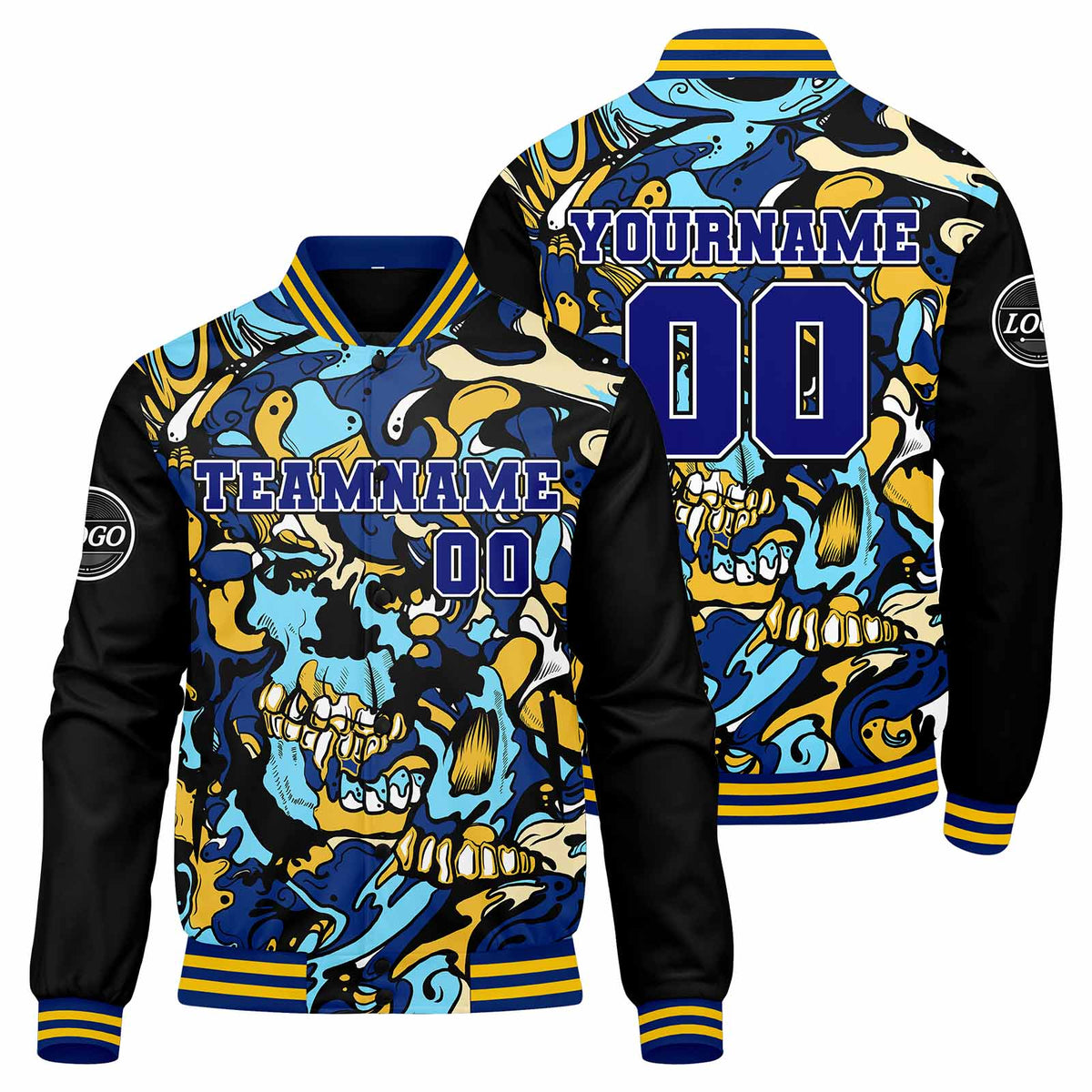 Custom Varsity Jacket Letterman jacket for Men, Women and Youth Royal Yellow