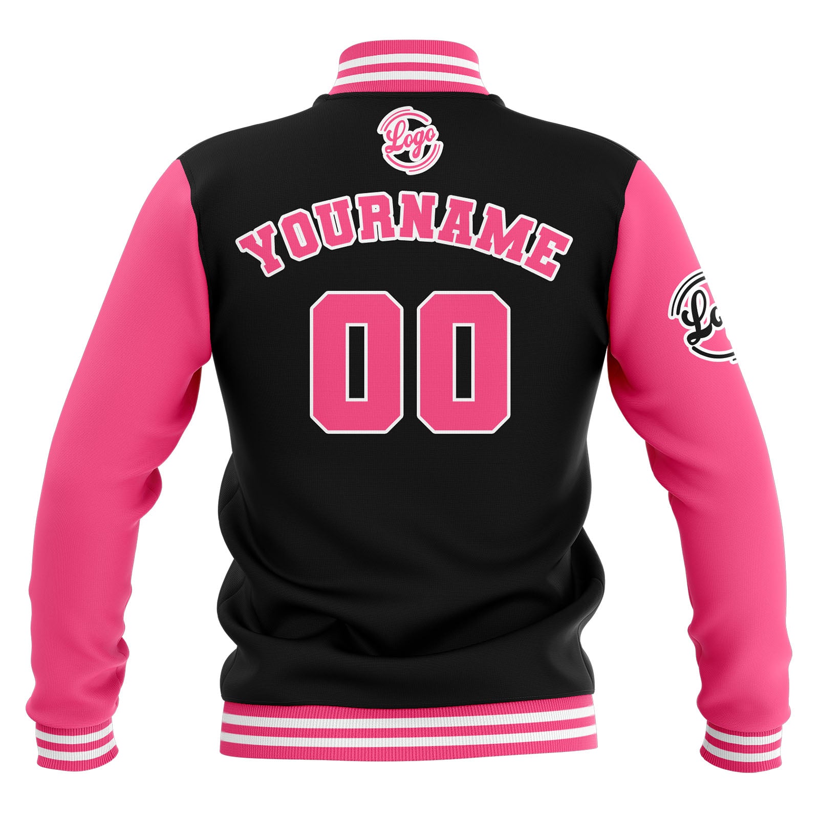 Custom Black Pink White Waterproof Varsity Jackets Personalized Stitched Name Number Logo to Letterman Jackets