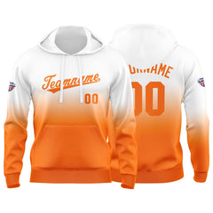 Custom Gradient Sweatshirt Hoodie For Man Woman Girl Boy Print Your Logo Name Number White Orange