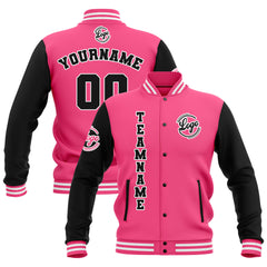 Custom Black Pink White Waterproof Varsity Jackets Personalized Stitched Name Number Logo to Letterman Jackets