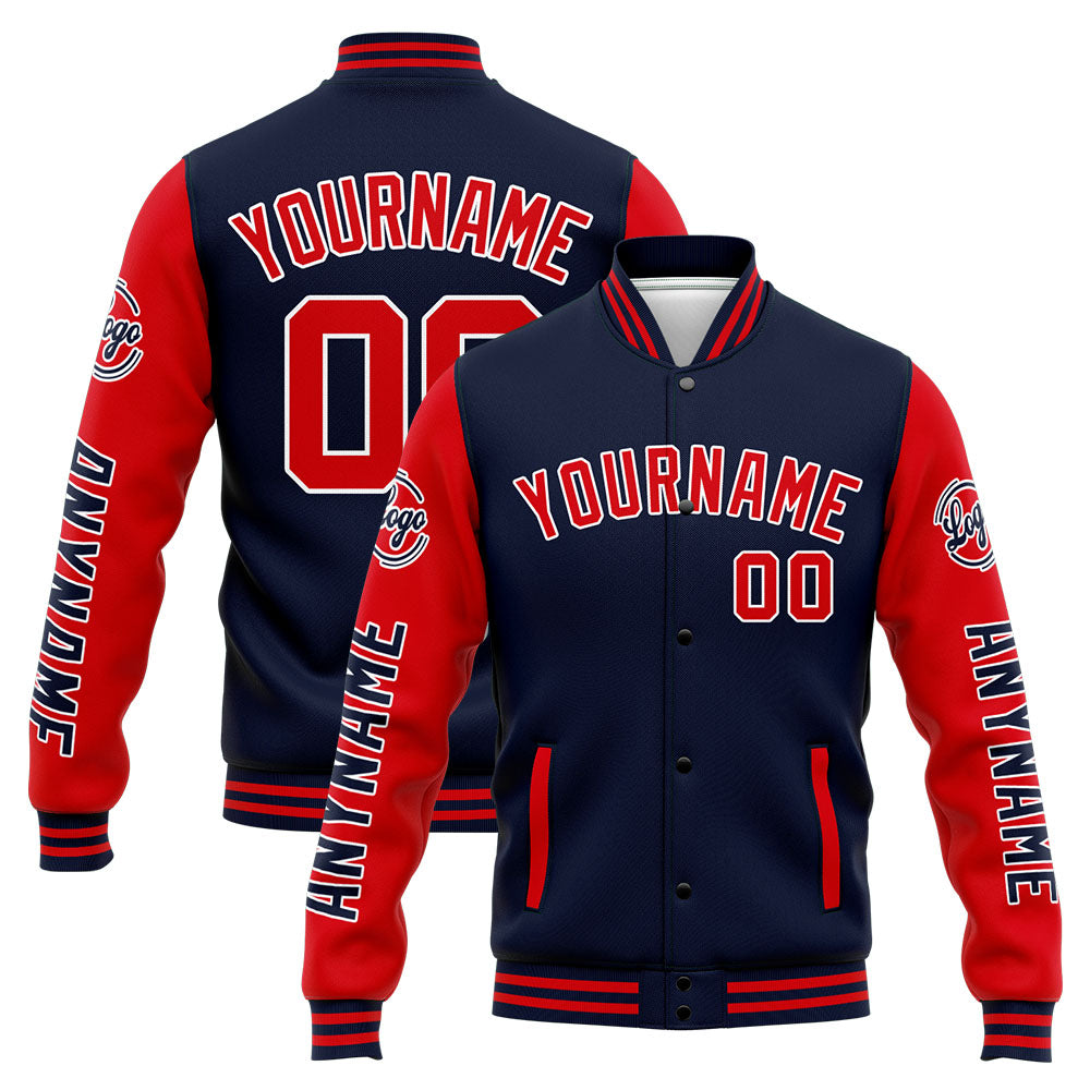 Custom Varsity Jacket Letterman jacket for Men, Women and Youth Navy Red