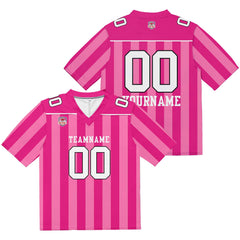 Custom Football Jersey Shirt Personalized Stitched Printed Team Name Number Pink & White