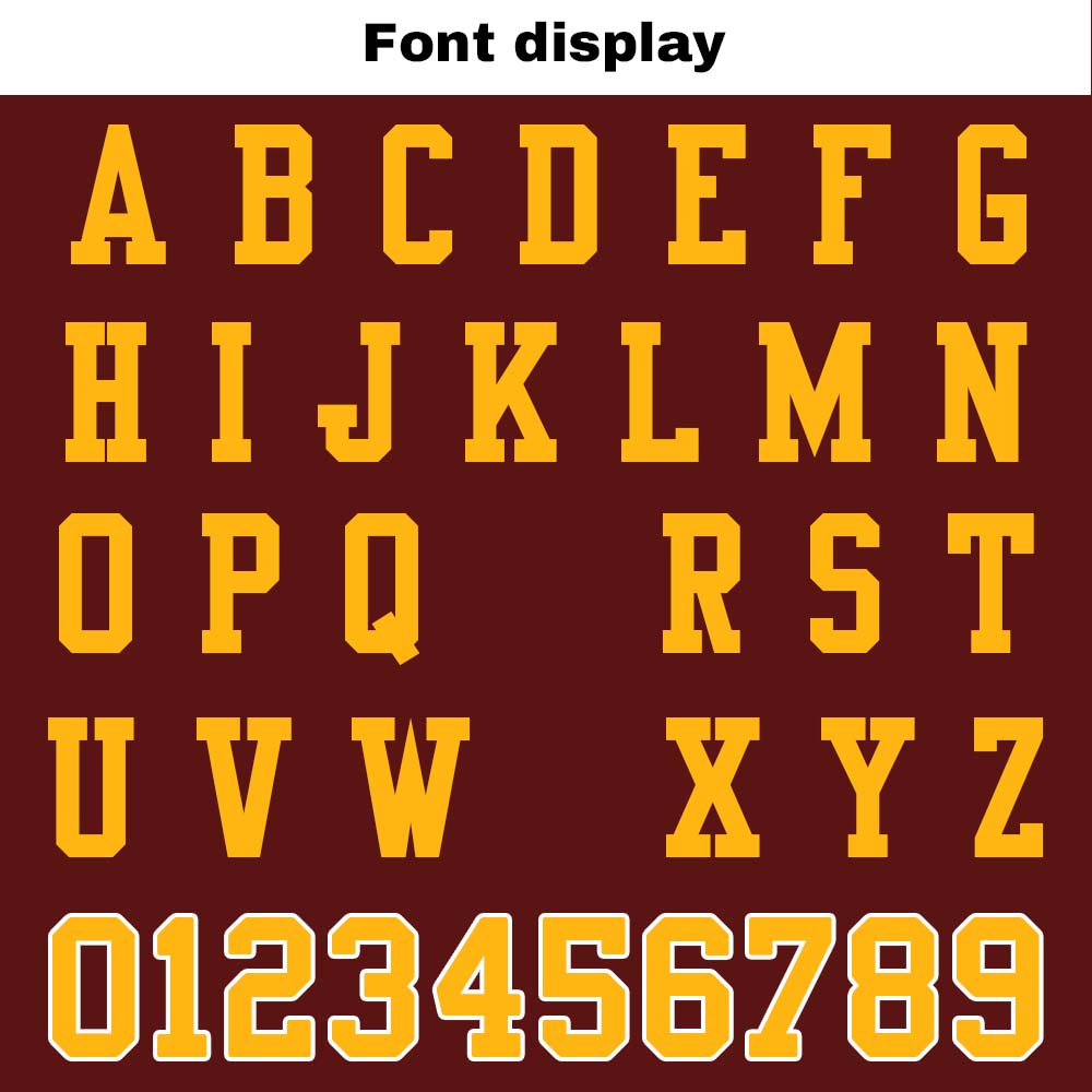 Custom Football Jersey Shirt Personalized Stitched Printed Team Name Number Burgundy & Yellow