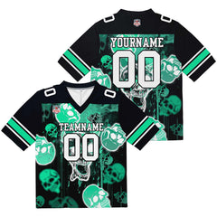 Custom Football Jersey Shirt Personalized Stitched Printed Team Name Number Graffiti skull-Light Green