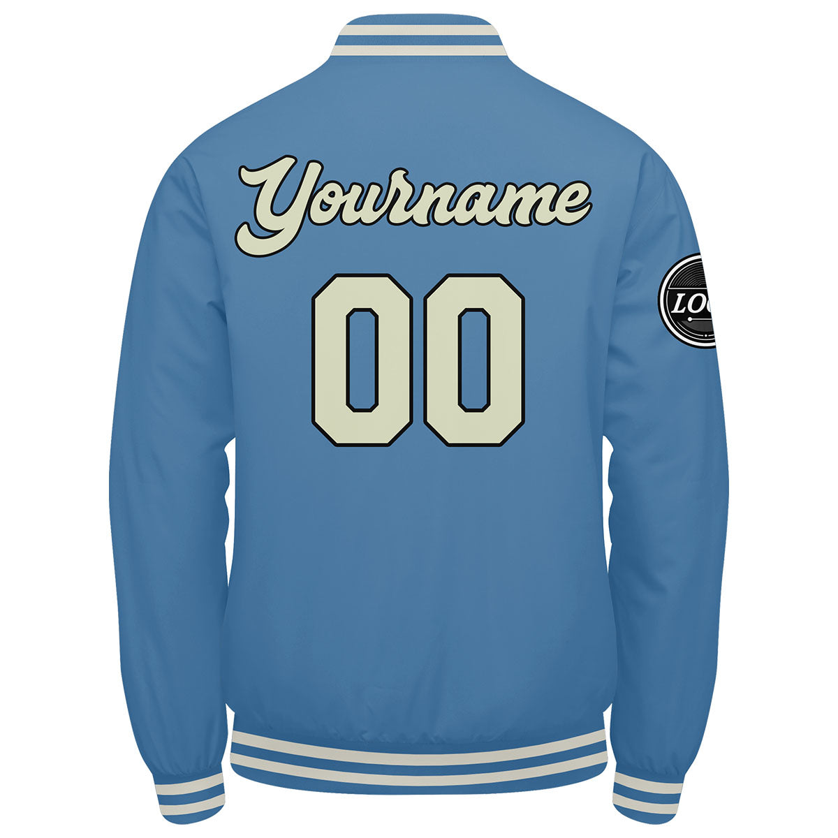 Custom Varsity Jacket Letterman jacket for Men, Women and Youth Light Blue Cream