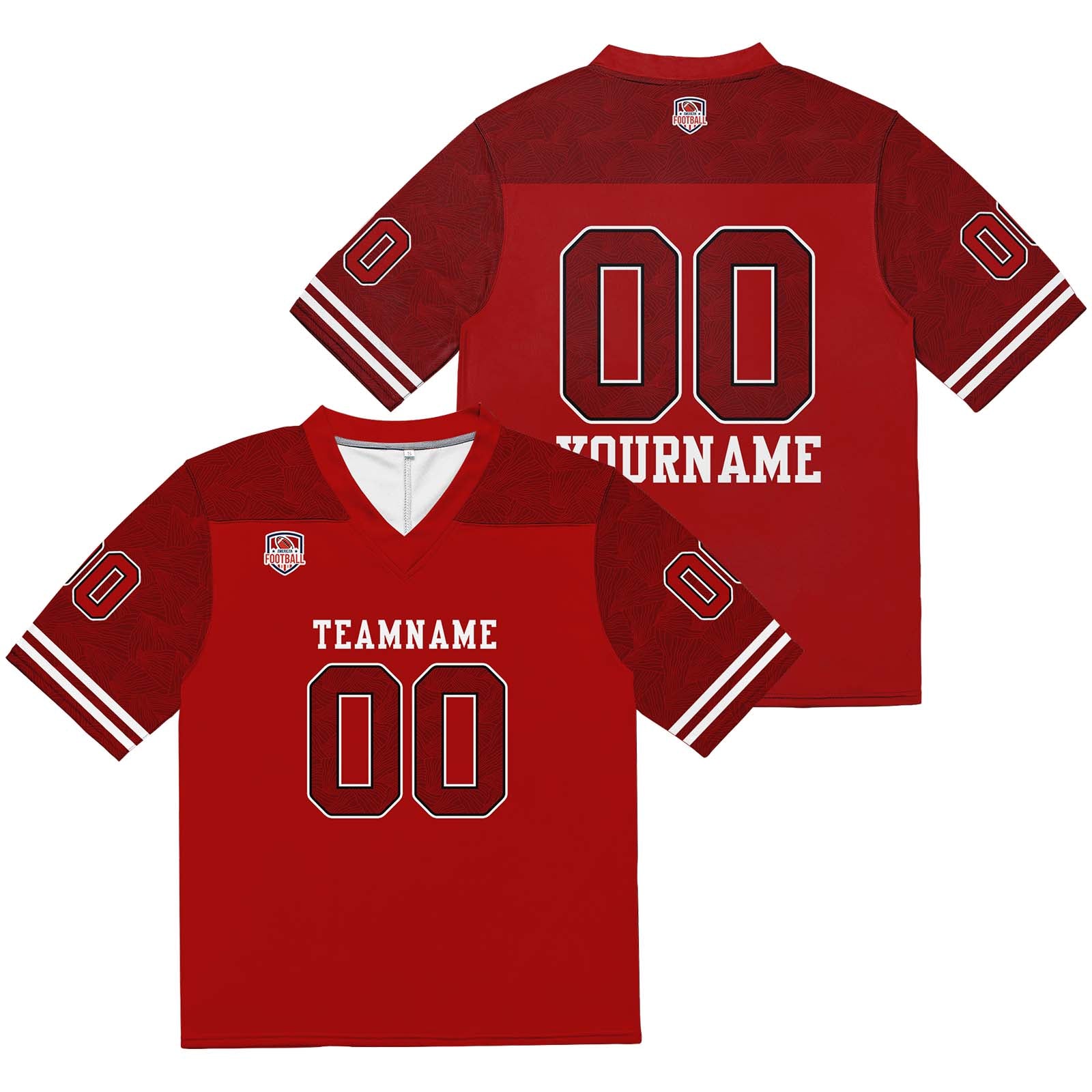 Custom Football Jersey Shirt Personalized Stitched Printed Team Name Number Red