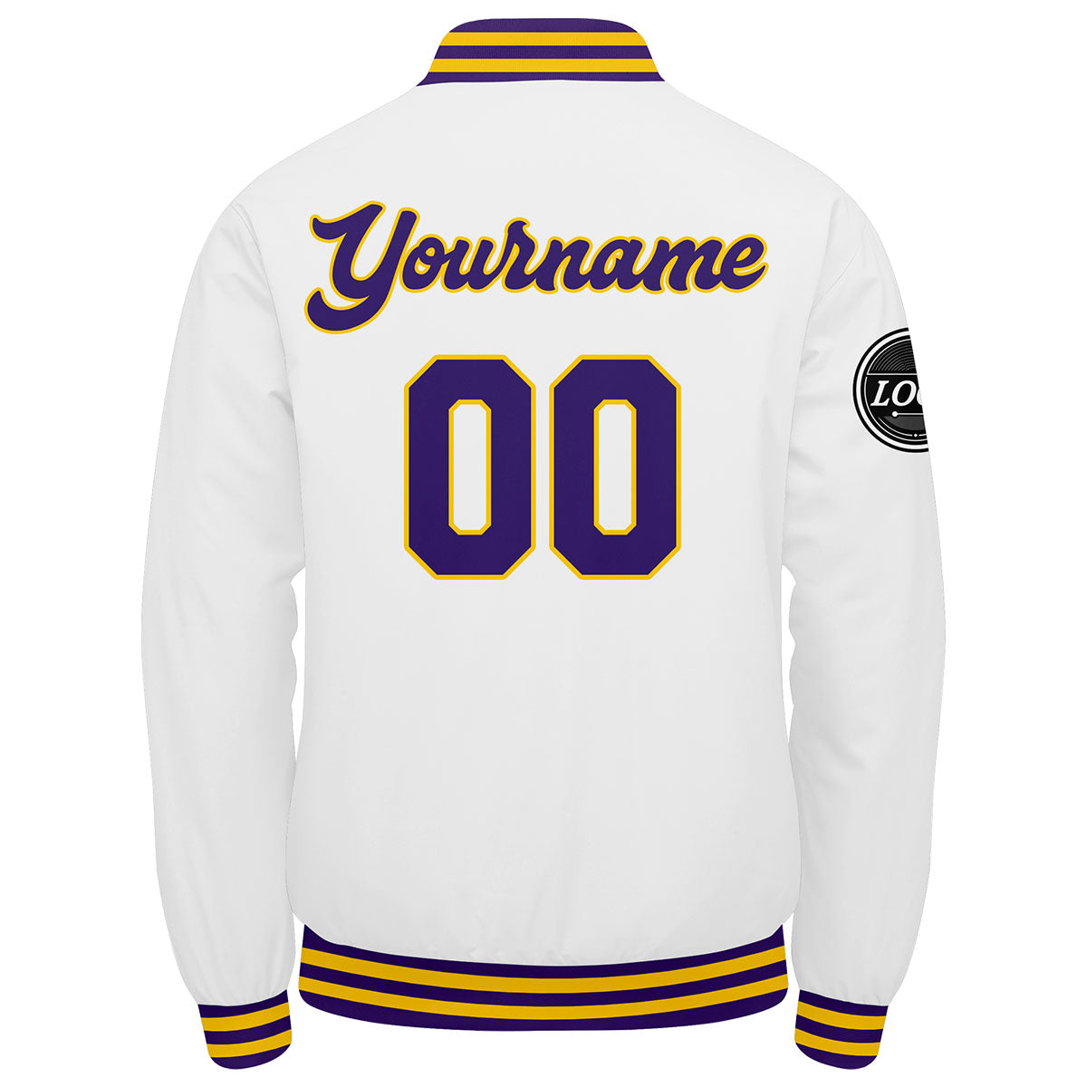 Custom Varsity Jacket Letterman jacket for Men, Women and Youth Purple White Yellow