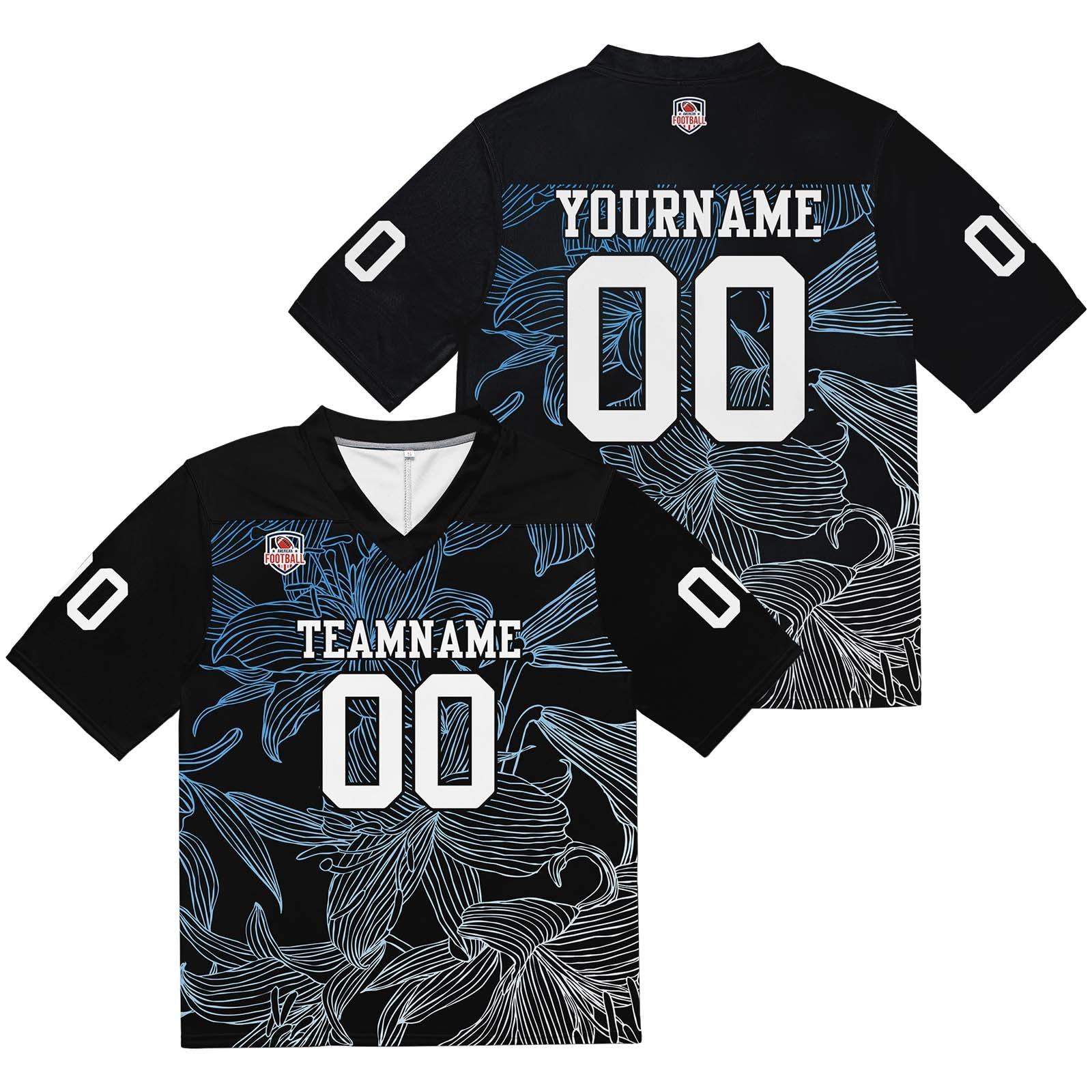 Custom Football Jersey Shirt Personalized Stitched Printed Team Name Number Blue white gradient