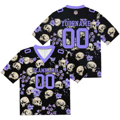 Custom Football Jersey Shirt Personalized Stitched Printed Team Name Number Skull-Purple