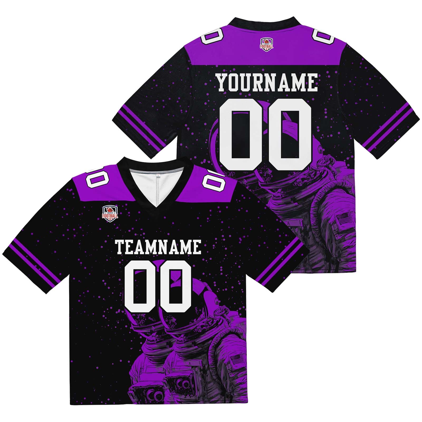 Custom Football Jersey Shirt Personalized Stitched Printed Team Name Number Black&Purple