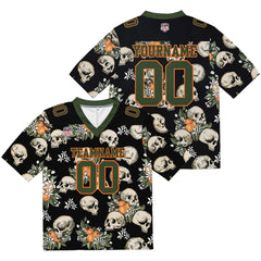 Custom Football Jersey Shirt Personalized Stitched Printed Team Name Number Skull-Olive green