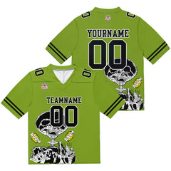 Custom Football Jersey Shirt Personalized Stitched Printed Team Name Number Grass Green