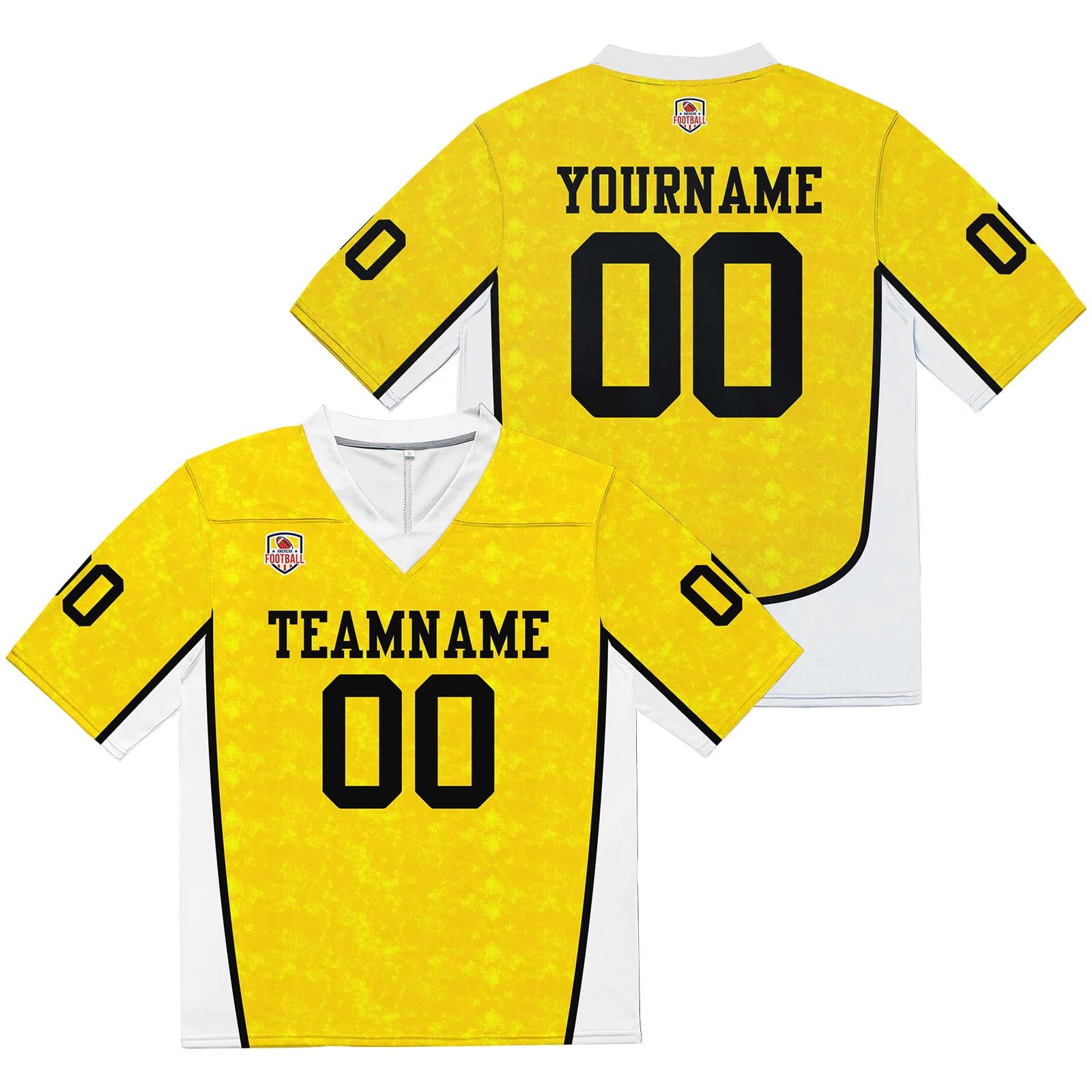 Custom Football Jersey Shirt Personalized Stitched Printed Team Name Number Yellow