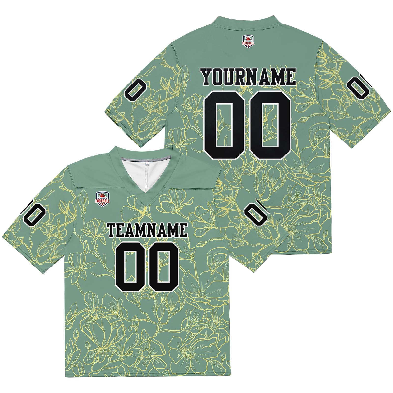 Custom Football Jersey Shirt Personalized Stitched Printed Team Name Number Grayish green & Yellow