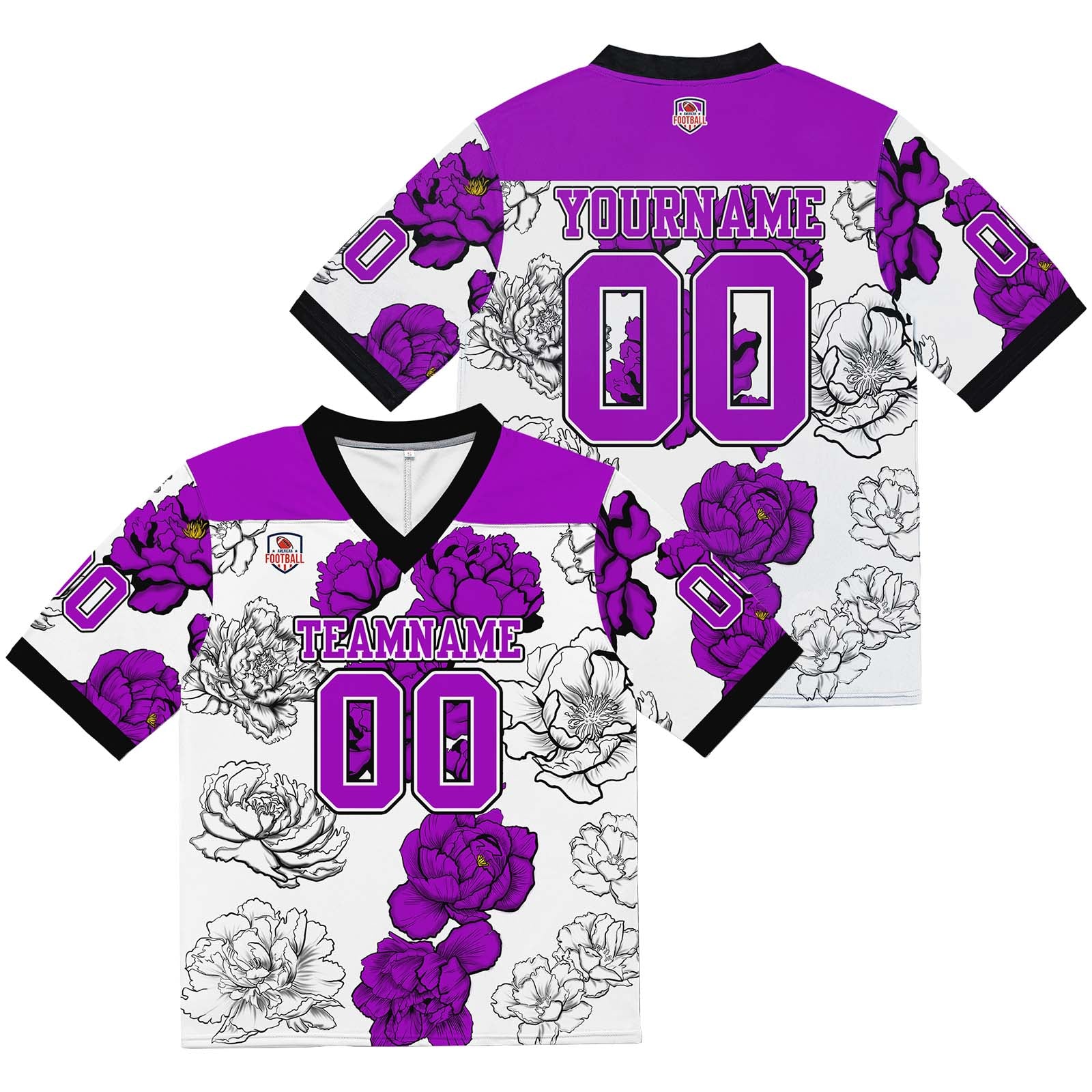 Custom Football Jersey Shirt Personalized Stitched Printed Team Name Number Purple