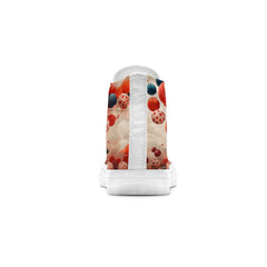 Abstract Float: Dive into a World of Style with Men and Women's Mid-Top Canvas Shoes - Polka Dot Balloon Prints Transforming Each Step into an Abstract Expression of Whimsy and Elegance