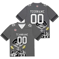 Custom Football Jersey Shirt Personalized Stitched Printed Team Name Number Grey