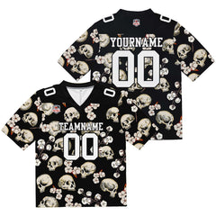 Custom Football Jersey Shirt Personalized Stitched Printed Team Name Number Skull-Black