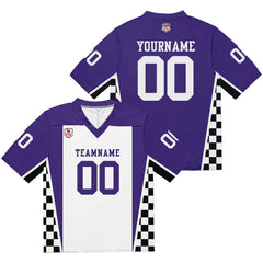 Custom Football Jersey Shirt Personalized Stitched Printed Team Name Number Purple & White