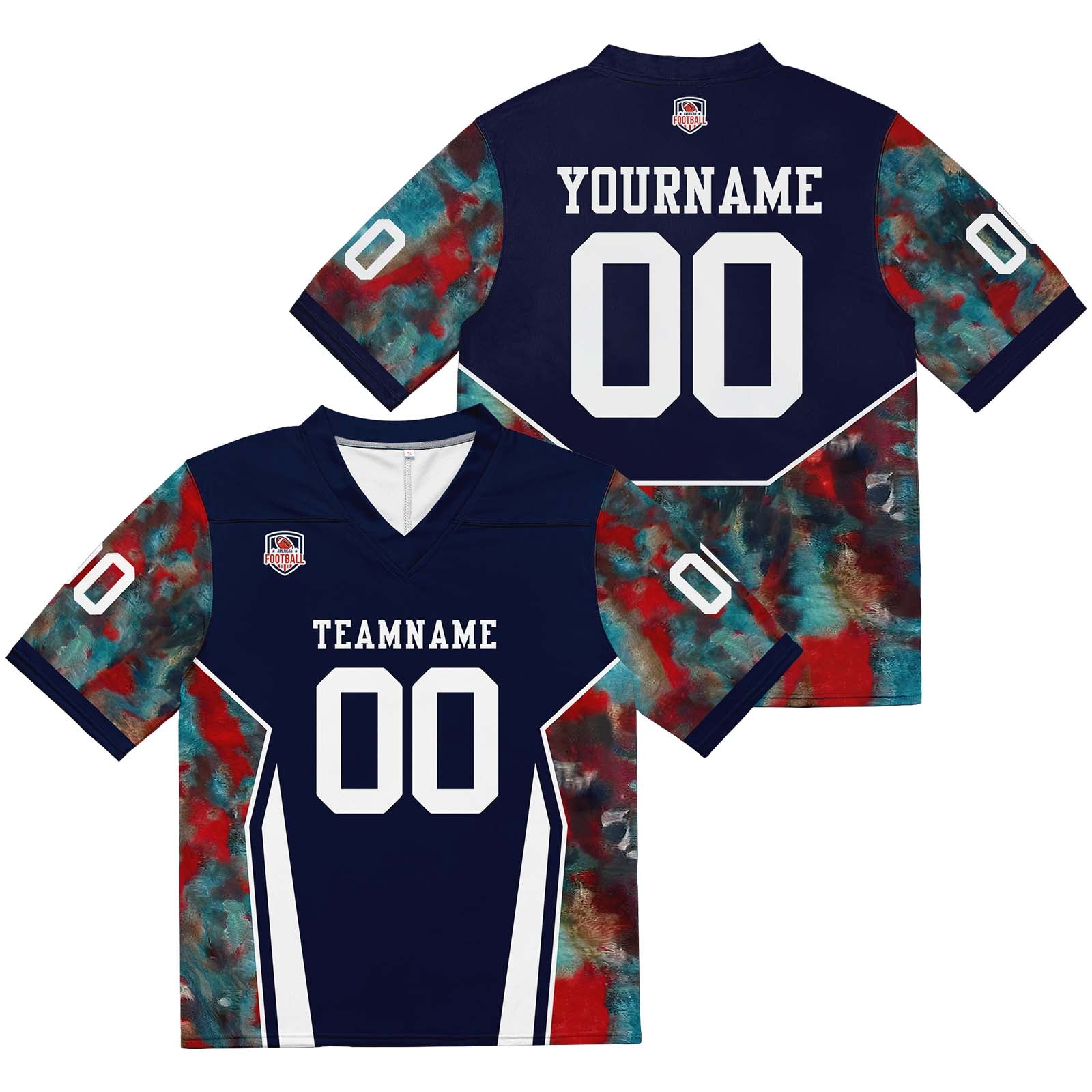 Custom Football Jersey Shirt Personalized Stitched Printed Team Name Number Navy & Red