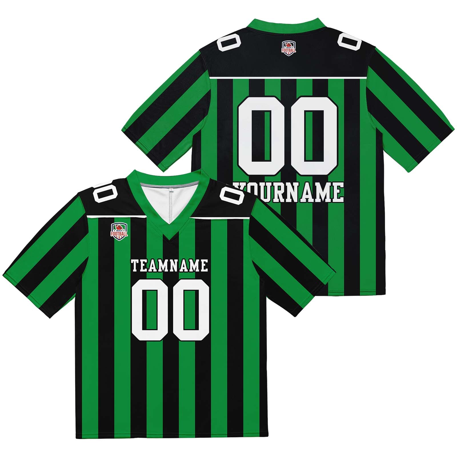 Custom Football Jersey Shirt Personalized Stitched Printed Team Name Number Green & Black
