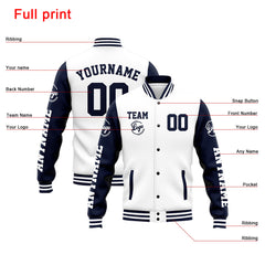 Custom Varsity Jacket Letterman jacket for Men, Women and Youth Navy White