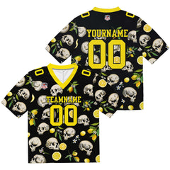 Custom Football Jersey Shirt Personalized Stitched Printed Team Name Number Skull-Lemon Yellow