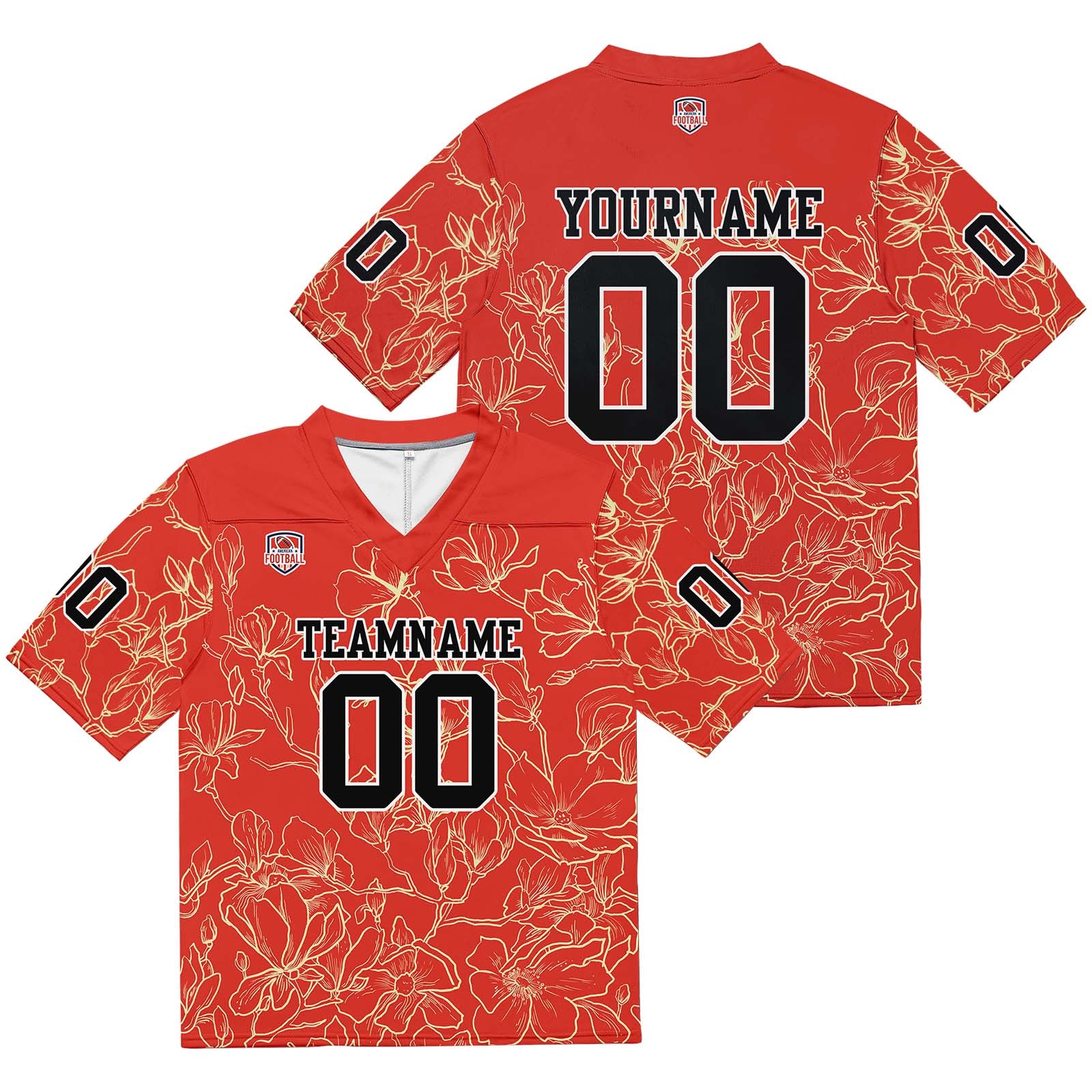 Custom Football Jersey Shirt Personalized Stitched Printed Team Name Number Tangerine