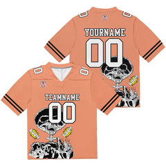 Custom Football Jersey Shirt Personalized Stitched Printed Team Name Number Light Orange Pink