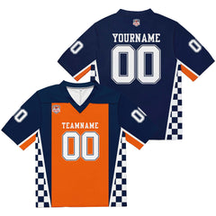 Custom Football Jersey Shirt Personalized Stitched Printed Team Name Number Navy & Orange