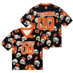 Custom Football Jersey Shirt Personalized Stitched Printed Team Name Number Skull-Orange