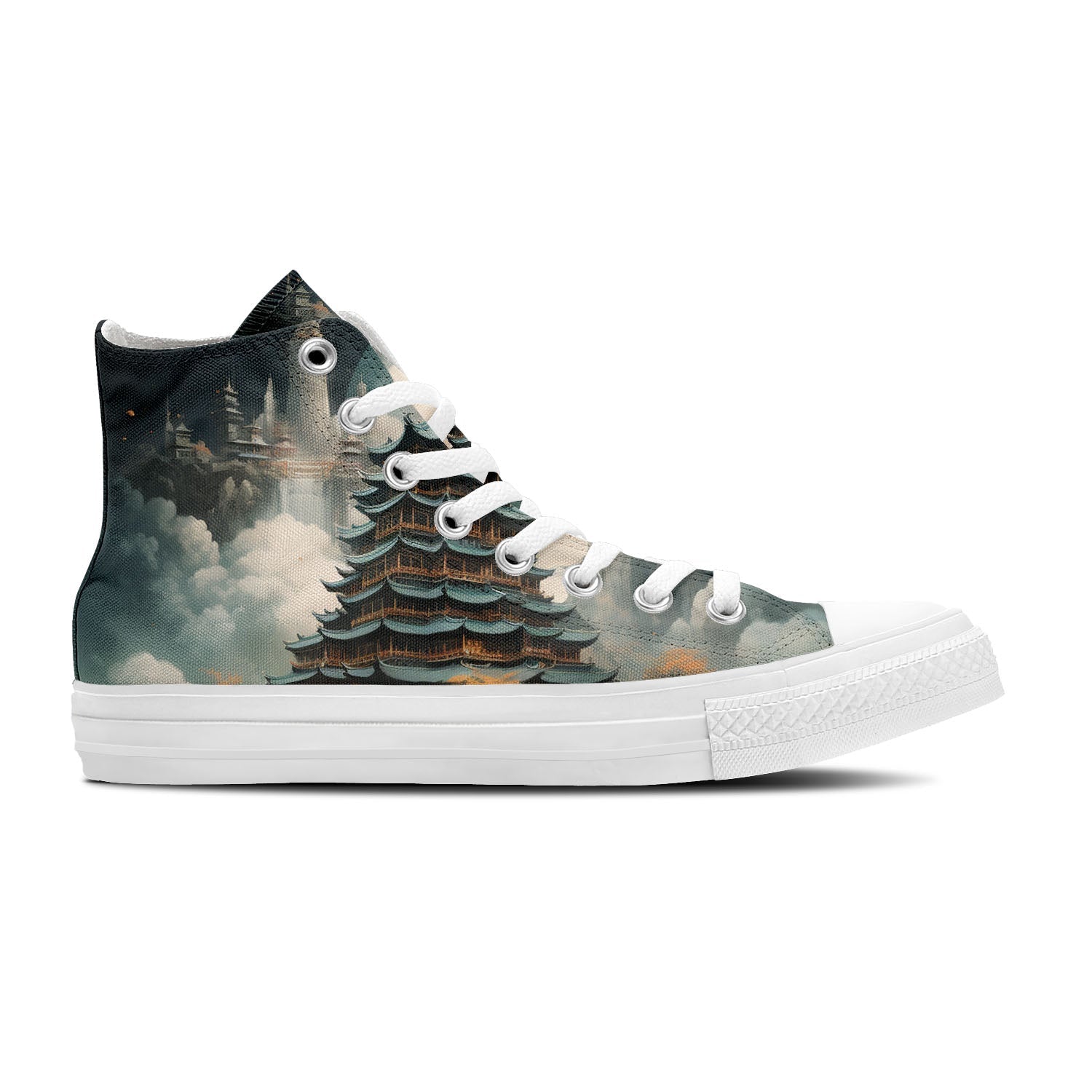 Artistry Unveiled: Wander Through Ancient Beauty with Our Pagoda-themed Canvas Shoes