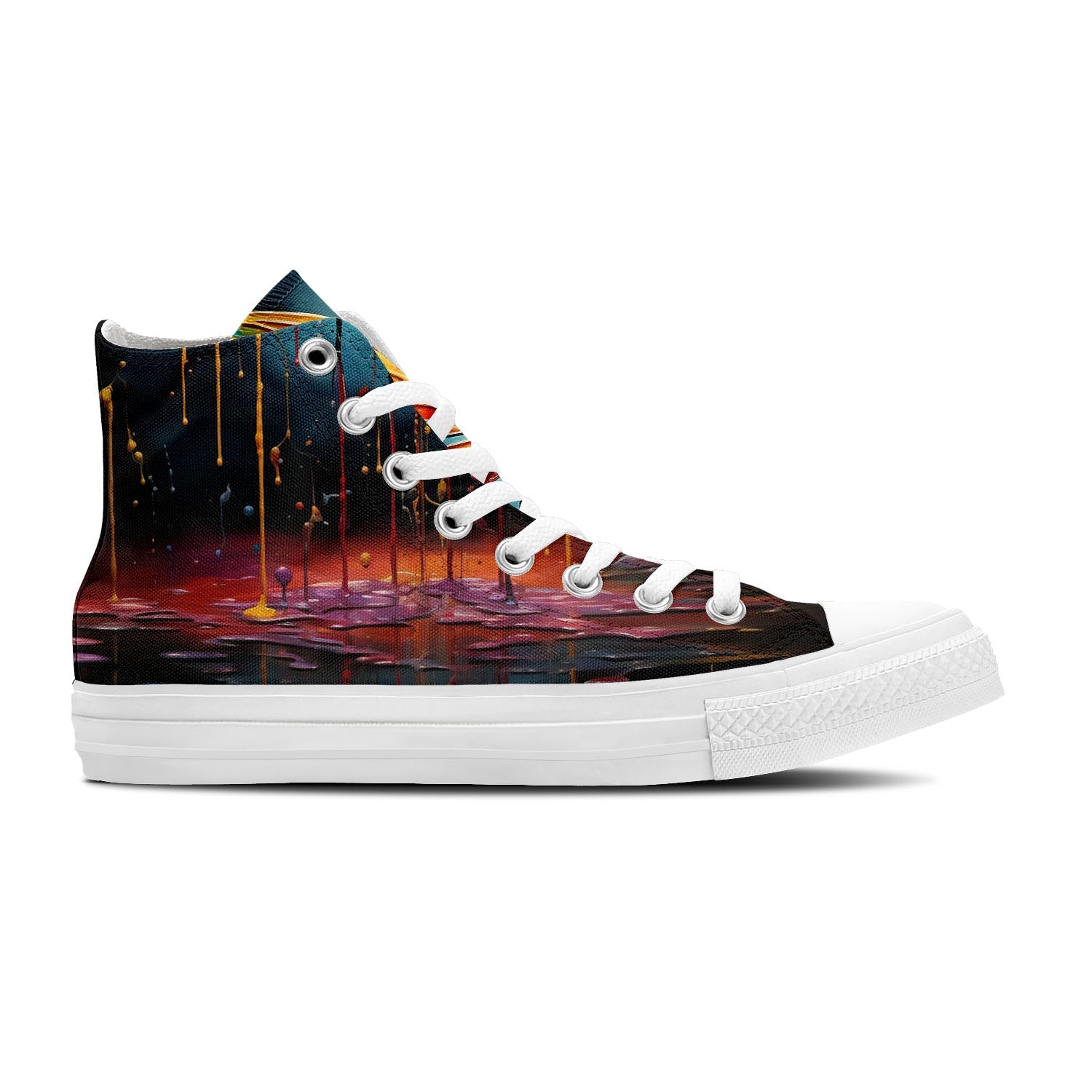 Abstract Elegance: Men and Women's Mid-Top Canvas Shoes - Explore the Fusion of Art and Fashion with Dripping Art Dragonfly Imagery